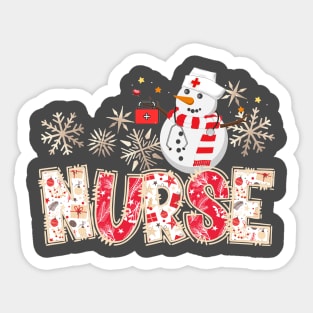 Nurse Life Christmas Snowman Scrub Top Sticker